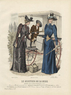Le Moniteur de la Mode 1890 N°2657C Robe d'excursion, Corsets Vertus Soeurs, Carriage
