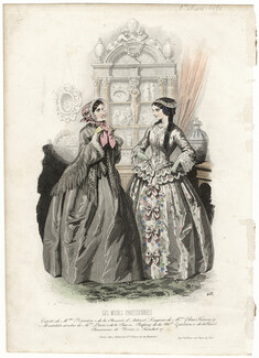 Les Modes Parisiennes 1851 N°418 Mantelets et Robes Mme Lami, Compte-Calix