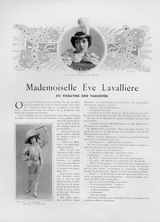 Mademoiselle Ève Lavallière, 1901 - Théâtre des Variétés, Texte par Pierre Wolff, 5 pages