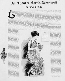 Saison Russe au Théâtre Sarah-Bernhardt, 1911 - Saison Russe "Roussalka" "Le Démon", Felia Litvinne, Text by Edmond Stoullig, 2 pages