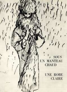 Madeleine de Rauch 1959 Coat, Fourrure Pelisse, Rodier, René Bouché