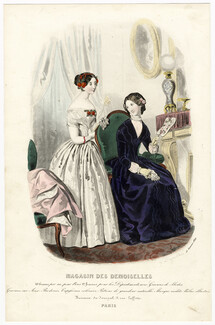 Magasin des Demoiselles 25 Janvier 1849, Anaïs Toudouze, Toilette de bal pour jeune fille (pékin blanc), Toilette de dame