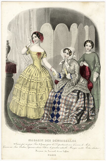 Magasin des Demoiselles 25 Mars 1850 n°2/2, Anaïs Toudouze, Toilettes de promenade, de bal, de jeune fille