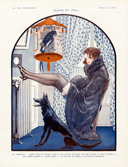 Georges Pavis 1922 Plume et Poil, Parrot and Dog