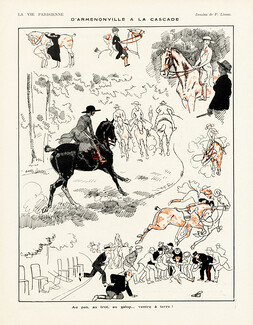 Pierre Lissac 1922 "D'Armenonville à la Cascade" Horse riding, Horsewoman, Bois De Boulogne