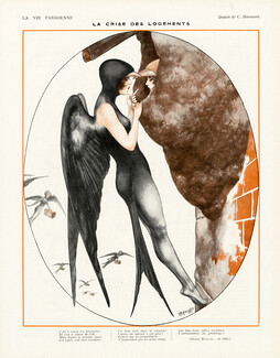 Hérouard 1922 La Crise des Logements, Hirondelles, Swallow, Bird Woman