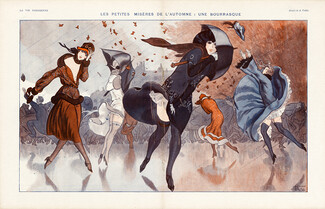 Armand Vallee 1922 Les Petites Misères de l'Automne Une Bourrasque, Wind Dress Up, Stockings