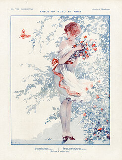 Mendousse 1922 Fable en Bleu et Rose, Butterfly