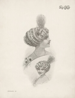 Paris-Coiffures (Hairstyle) 1911 Gladys, Wig