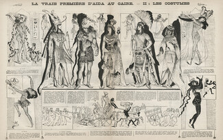 Egyptian Costumes 1880 "La vraie Première d'Aïda au Caire" Wig Chanteau, Dancers, Yves Barret