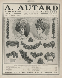 Autard (Hairstyle) 1908 Hairpieces, Postiches