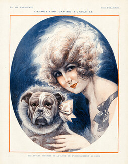 Maurice Millière 1924 "L'exposition Canine" English Bulldog, Collar