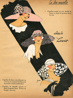 1922 Les Idées Nouvelles de la Mode - Très Parisien, "Capelines" Lewis, J. Dory