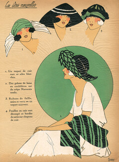 1922 Les Idées Nouvelles de la Mode - Très Parisien, Millinery "Chapeaux de cuir"