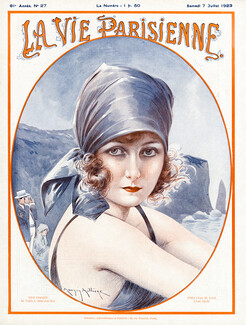 Millière 1923 Bathing Beauty Portrait, La Vie Parisienne Cover