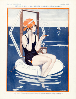 Jaques 1923 La Bouée Radiotéléphonique, Bathing Beauty Smoking