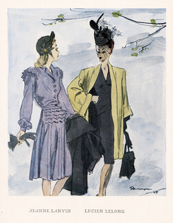 Mourgue 1945 Lelong & Lanvin Fashion Illustration