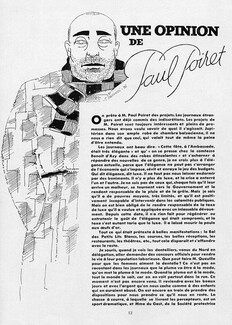 Une opinion de Paul Poiret, 1934 - Robert Falcucci, Text by Paul Poiret, 2 pages