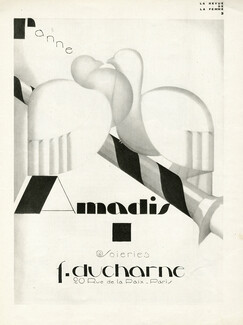 Ducharne (Fabric) 1930 Birds, Panne Amadis Art Deco