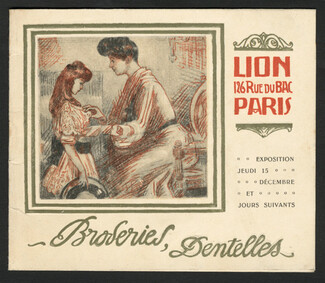 Lion (Embroidery, Lace) 1904 Marc Saurel, Invitation Card