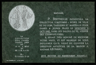 Bertholle & cie 1920s, Invitation Card