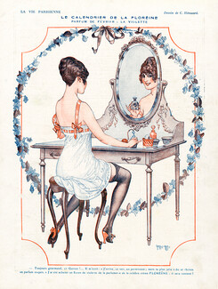 Hérouard 1917 ''Le calendrier de la Floréïne'' babydoll Nightie Making-up