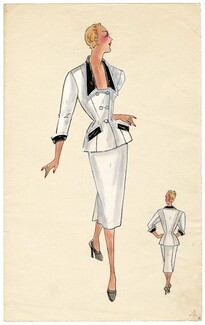 Robert Piguet 1939 Original Fashion Drawing