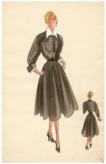 Robert Piguet 1939 Dress 3-4 sleeves