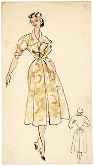 Robert Piguet 1943 Summer Dress 3-4 sleeves