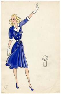 Robert Piguet 1943 Dress short sleeves