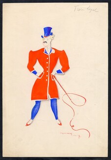 Michel Gyarmathy 1936, Folies Bergère, Original Costume Design, Monsieur Loyal