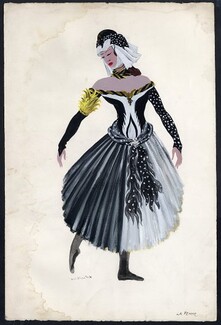 Georges Wakhevitch 1950 Original Costume Design, Djinns, La Femme,Suzanne Sarabelle (Prima ballerina of the Paris Opera)