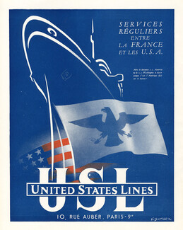 United States Lines 1950 Transatlantic Liner, E. Borloz
