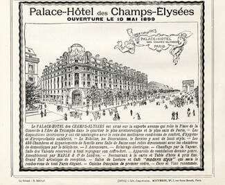 Palace-Hôtel des Champs-Elysées 1899 Arc de Triomphe, Champs-Elysées