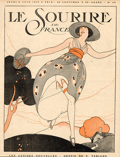 Fabien Fabiano 1918 The new Cherries, Attractive Girl, Wind