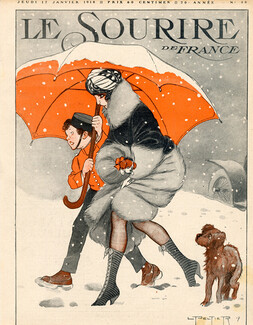 Peltier 1918 Elegant Parisienne Under the Snow, Groom