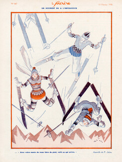 Paul Dufau 1930 "Un accident du à l'imprudence", Ski