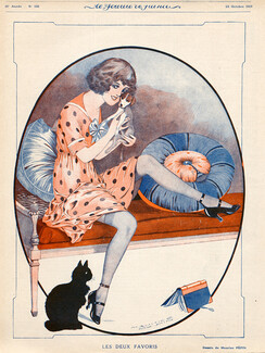 Maurice Pépin 1919 "Les deux favoris", Cat, Dog