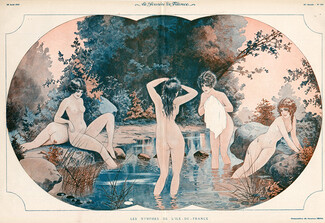 Maurice Pépin 1919 Les Nymphes de l'Ile de France, Bathing Beauty, Nude, Nymphs