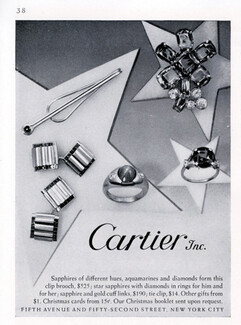 Cartier 1940 clip brooch, ring, star sapphires