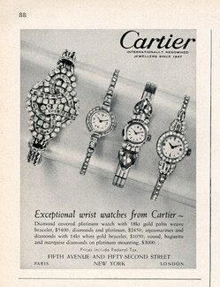 Cartier 1952 Wrist Watches, diamond platinum