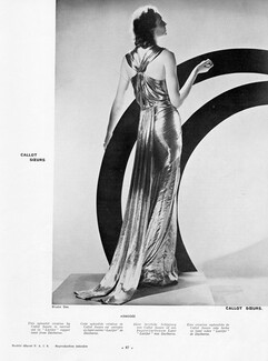 Callot Soeurs 1938 Evening Gown "Asmodée", Ducharne (fabric), Photo Studio Dax