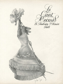 Hermès (Gloves) 1949 "Le Gant Hermès" Jean Claude Janet, Embroidery, Fringe