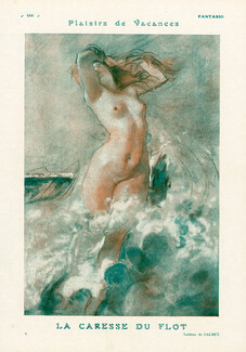 Antoine Calbet 1923 Plaisirs de Vacances, The Caress of the Stream, Nude