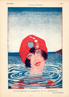 Alexandre Zinoview 1920 Bathing Beauty, Turban, Swimmer