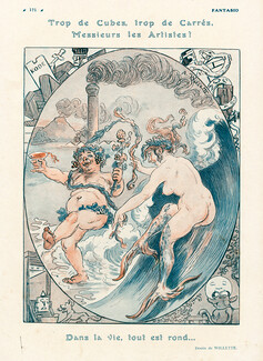 Willette 1923 Against Cubism, Mermaid, Bacchus