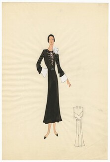 Agnès-Drecoll 1932 collection "Entre Saison", Original Fashion Drawing
