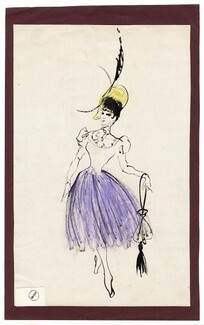 Tom Keogh 1940s, Elegant Parisienne, Original Fashion Drawing
