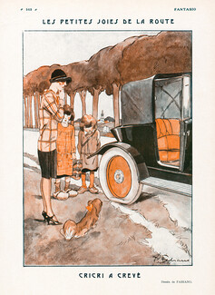 Fabiano 1926 "Cricri a crevé" Flat Tire, Pekingese Dog, Toy dog