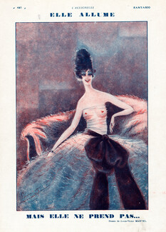 Louis-Victor Martel 1928 "Elle allume..." Seductive Woman Topless